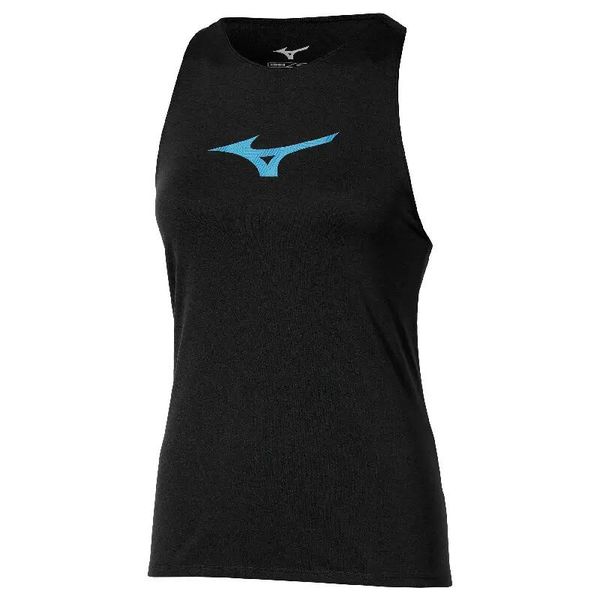 Damski tank top Mizuno Core Runbird. Czarne topy sportowe damskie Mizuno, xl, bez wzorów, z materiału, bez ramiączek. Za 129.99 zł.