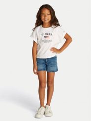 Tommy Hilfiger T-Shirt KG0KG08525 S Biały Regular Fit. Białe koszulki dziewczęce Tommy Hilfiger, s, bez wzorów, z bawełny, bez ramiączek. Za 89.99 zł.