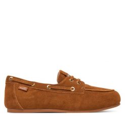 Półbuty LOVE MOSCHINO. Brązowe półbuty damskie Love Moschino, bez wzorów, bez obcasa, na płaskiej podeszwie. Za 789.99 zł.