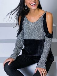 LA Angels Bluzka w kolorze szaro-czarnym rozmiar: XL. Czarne bluzki damskie LA Angels, xl, bez wzorów, bez kołnierzyka, bez ramiączek. Za 104.99 zł.