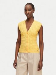 Tommy Hilfiger Kardigan WW0WW50075 Żółty jasny Slim Fit. Żółte kardigany damskie Tommy Hilfiger, l, bez wzorów, z bawełny. Za 529.99 zł.