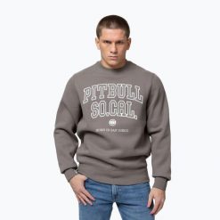 Bluza męska Pitbull So Cal Crewneck. Brązowe bluzy bez kaptura męskie PITBULL, bez wzorów, z bawełny, klasyczne, bez kołnierzyka, bez ramiączek. Za 149.99 zł.