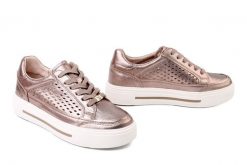 CAPRICE 9-23719-44 341 taupe metallic, półbuty damskie. Brązowe półbuty damskie Caprice, bez wzorów, ze skóry, bez obcasa. Za 399.90 zł.