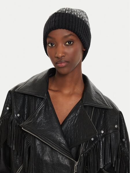 Calvin Klein Czapka Monogram Fold K60K612595 Czarny. Czarne czapki zimowe damskie CALVIN KLEIN, z wełny. Za 199.99 zł.