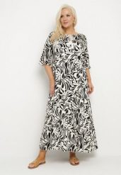 Czarna Sukienka z Wiskozy o Prostym Kroju z Wiązaniem w Roślinny Wzór Edirania. Czarne sukienki damskie Born2be, na co dzień, plus size, z aplikacjami, z wiskozy, eleganckie, bez kołnierzyka, plus size, bez ramiączek, maxi, proste. Za 89.99 zł.