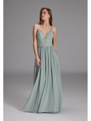 SWING Sukienka w kolorze jasnozielonym rozmiar: 40. Zielone sukienki damskie Swing, bez wzorów, bez kołnierzyka, bez ramiączek, maxi. Za 267.29 zł.