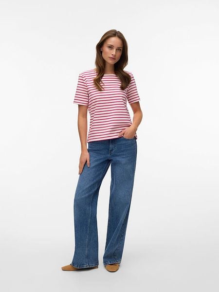 Vero Moda Bluzka w kolorze czerwono-białym rozmiar: XS. Białe bluzki damskie Vero Moda, xs, bez wzorów, bez kołnierzyka, bez ramiączek. Za 60.99 zł.