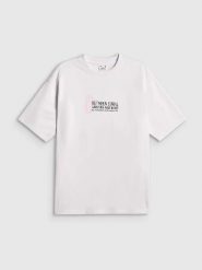 T-shirt loose z nadrukiem damski 4F 4FRSS26TTSHF4022. Białe t-shirty damskie 4f, l, bez wzorów, z bawełny, bez kołnierzyka. Za 45.99 zł.