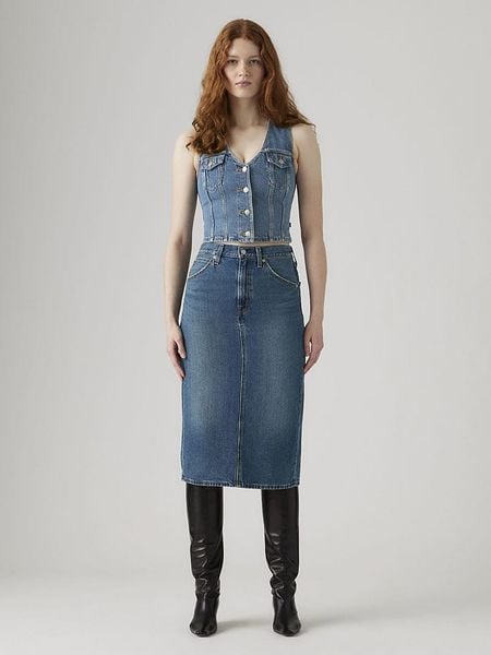 Levi's Spódnica dżinsowa w kolorze niebieskim rozmiar: W29. Niebieskie spódniczki damskie Levi's, s, z aplikacjami, z bawełny, klasyczne, midi, proste. Za 149.95 zł.