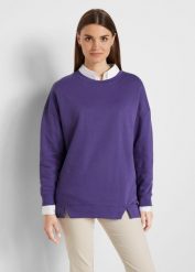 Bluza oversize z mieszanki bawełny. Fioletowe bluzy bez kaptura damskie bonprix, z bawełny. Za 77.99 zł.