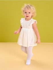 Body sukienka z haftowanej tkaniny - biały. Białe sukienki dziewczęce Sinsay, bez wzorów, z tkaniny, bez ramiączek. Za 25.99 zł.