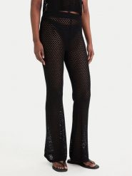 Guess Spodnie materiałowe E6GB05 Z5632 Czarny Regular Fit. Czarne spodnie materiałowe damskie Guess, z aplikacjami, z materiału. Za 319.99 zł.