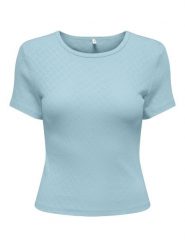 ONLY Koszulka w kolorze błękitnym rozmiar: XS. Niebieskie bluzki damskie Only, xs, bez wzorów, z bawełny, bez kołnierzyka, bez ramiączek. Za 60.99 zł.