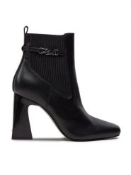 KARL LAGERFELD Botki Astra Nova KL33160 Czarny. Czarne botki damskie Karl Lagerfeld, ze skóry, bez obcasa, na słupku, bez zapięcia. Za 699.99 zł.