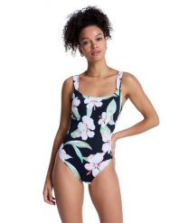 Jednoczęściowy strój kąpielowy damski PRINTED ESSENTIALS. Czarne stroje jednoczęściowe damskie Roxy, xl, bez wzorów. Za 299.99 zł.