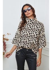 So Cachemire Sweter "Ilev" w kolorze beżowo-jasnobrązowym rozmiar: L. Brązowe golfy damskie So Cachemire, l, ze splotem, bez kołnierzyka. Za 252.94 zł.