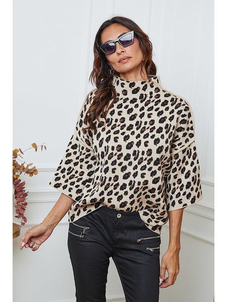 So Cachemire Sweter "Ilev" w kolorze beżowo-jasnobrązowym rozmiar: L. Brązowe golfy damskie So Cachemire, l, ze splotem, bez kołnierzyka. Za 252.94 zł.