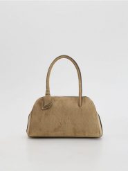Torebka z imitacji zamszu - beżowy. Brązowe torebki klasyczne damskie Reserved, bez wzorów, bez dodatków. Za 179.99 zł.