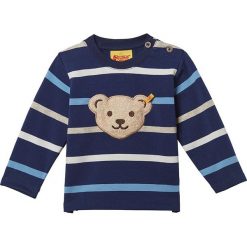 Bluza w kolorze niebiesko-białym. Niebieskie bluzy chłopięce Steiff, z aplikacjami, bez ramiączek, bez kaptura. W wyprzedaży za 58.95 zł.
