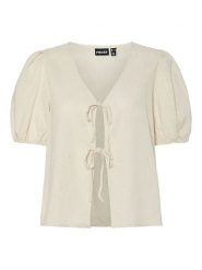 Pieces Top "Frieda" w kolorze kremowym rozmiar: S. Brązowe topy damskie Pieces, s, bez wzorów, bez kołnierzyka. Za 83.62 zł.