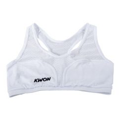 Damski biustonosz chroniący klatkę piersiową Kwon Cool Guard Top. Białe biustonosze KWON, bez wzorów, z materiału. Za 242.50 zł.