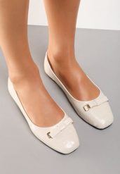 Beżowe Balerinki Calline. Brązowe baleriny damskie Renee, bez wzorów, ze skóry, bez obcasa, na płaskiej podeszwie. Za 54.99 zł.