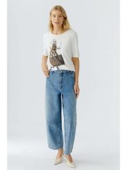 Oui Koszulka w kolorze białym rozmiar: 44. Białe bluzki damskie Oui, bez wzorów, z bawełny, bez kołnierzyka. Za 139.54 zł.