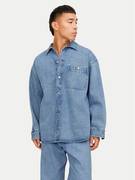 Jack & Jones Koszula jeansowa 12250602 Niebieski Relaxed Fit. Niebieskie koszule męskie Jack & Jones, m, bez wzorów, z bawełny, bez kołnierzyka, bez ramiączek. Za 119.99 zł.