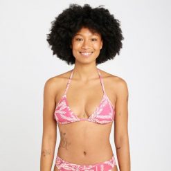 Góra kostiumu kąpielowego surfingowego damska Olaian Mae Palmer. Czerwone bikini damskie OLAIAN, bez wzorów. W wyprzedaży za 19.99 zł.