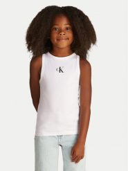 Calvin Klein Jeans Top Logo IG0IG02435 Biały Regular Fit. Białe spodnie dziewczęce Calvin Klein Jeans, z bawełny. Za 69.99 zł.