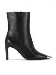 Gino Rossi Botki FLORI-116021 Czarny. Czarne botki damskie Gino Rossi, ze skóry, bez obcasa, na szpilce, bez zapięcia. Za 399.99 zł.