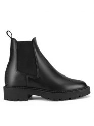 Gino Rossi Botki ALBA-25830NB Czarny. Czarne botki damskie Gino Rossi, ze skóry, bez obcasa, na płaskiej podeszwie, bez zapięcia. Za 299.99 zł.