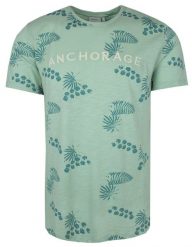 T-Shirt Miętowy z Nadrukiem w Listki, Męski, Koszulka, Krótki Rękaw, U-neck. Zielone t-shirty męskie Porthal, na lato, l, bez wzorów, z bawełny, bez kołnierzyka. Za 115.00 zł.
