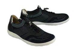 RIEKER REMONTE R3511-14 blue combination, półbuty damskie. Niebieskie półbuty damskie Rieker Remonte, bez wzorów, bez obcasa. Za 149.95 zł.