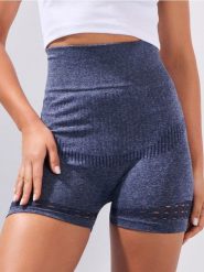 Szorty sportowe z ozdobnymi przeszyciami kształtującymi sylwetkę - granatowy. Niebieskie spodenki sportowe damskie Sinsay, l. W wyprzedaży za 8.99 zł.