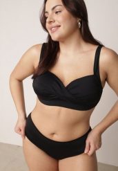 Czarne Bikini Dwuczęściowe Zabudowane na Grubych Ramiączkach z Regulacją Aroaete. Czarne bikini damskie Born2be, bez wzorów, plus size. Za 99.99 zł.