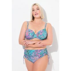 Damskie Bikini wężowa skóra miseczki z fiszbinami regulowane podwójne ramiączko. Niebieskie bikini damskie Ulla Popken, bez wzorów, plus size. W wyprzedaży za 203.99 zł.