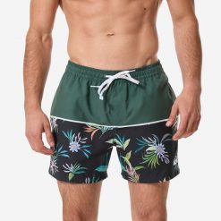 Spodenki surfingowe męskie Quiksilver Trop Forest krótkie 15". Zielone kąpielówki męskie Quiksilver, m, bez wzorów, z poliesteru. Za 199.99 zł.