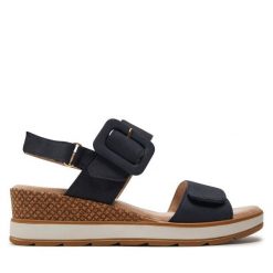 Sandały Caprice. Niebieskie sandały damskie Caprice, bez wzorów, bez obcasa, na koturnie. Za 189.99 zł.