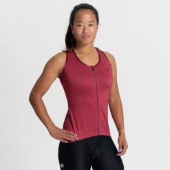Koszulka rowerowa damska Rogelli Abbey II. Czerwone topy sportowe damskie Rogelli, na lato, xl, bez wzorów, z materiału, bez ramiączek. Za 169.99 zł.