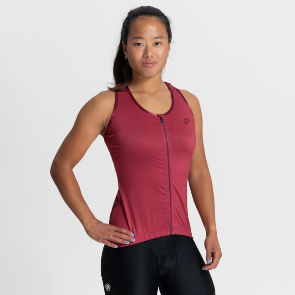 Koszulka rowerowa damska Rogelli Abbey II. Czerwone topy sportowe damskie Rogelli, na lato, xl, bez wzorów, z materiału, bez ramiączek. Za 169.99 zł.