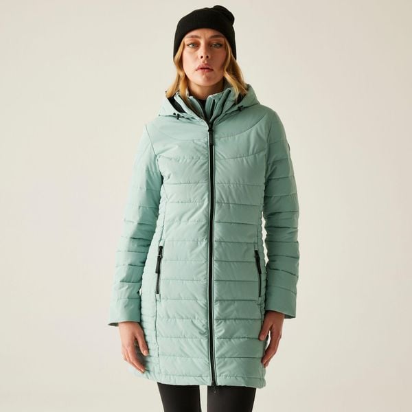 Płaszcz damski zimowy ocieplany Andria. Zielone płaszcze damskie Regatta, na zimę, bez wzorów, z puchu, sportowe. Za 349.50 zł.