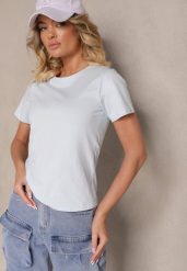 Jasnoniebieski Casualowy Bawełniany T-shirt Rivali. Niebieskie t-shirty damskie Renee, m, bez wzorów, z bawełny, bez kołnierzyka. Za 24.99 zł.