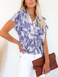 Milan Kiss Bluzka w kolorze biało-niebieskim rozmiar: M. Białe bluzki damskie Milan Kiss, m, bez wzorów, bez kołnierzyka, bez ramiączek. Za 113.99 zł.