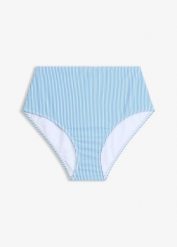 Figi bikini z wysoką talią. Niebieskie bikini damskie bonprix, bez wzorów. Za 67.99 zł.