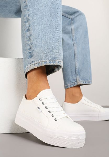 Białe Basicowe Trampki na Platformie Mailiselle. Białe trampki i tenisówki damskie Renee, bez wzorów, z jeansu. Za 79.99 zł.