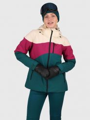 Brunotti Kurtka narciarska "Fastonia" w kolorze zielono-różowo-kremowym rozmiar: L. Brązowe kurtki narciarskie i snowboardowe damskie BRUNOTTI, l, bez wzorów, bez kaptura, narciarskie. Za 344.21 zł.