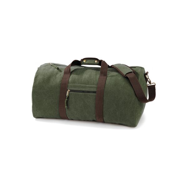 Płócienna torba podróżna Quadra Vintage. Zielone torebki klasyczne damskie QUADRA, bez wzorów, bez dodatków. Za 213.65 zł.