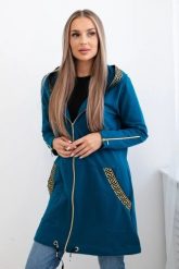 Bluza z ozdobną taśmą morska. Zielone bluzy z kapturem damskie KESI, l, z bawełny. Za 263.47 zł.