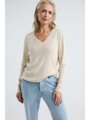 Josephine & Co Sweter "Astrid" w kolorze kremowym rozmiar: M. Brązowe swetry klasyczne damskie Josephine & Co, m, prążkowane, bez kołnierzyka. Za 175.31 zł.